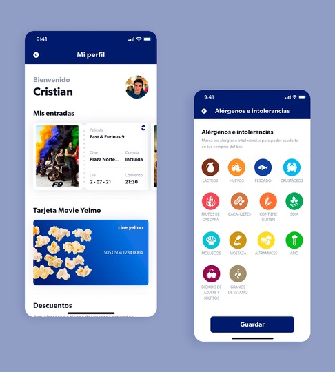 Cine Yelmo: perfil del usuario con sus entradas compradas