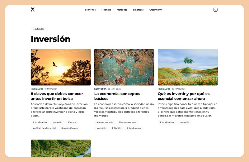 Cuatro CS: subcategoría de inversión con cuatro artículos en rejilla