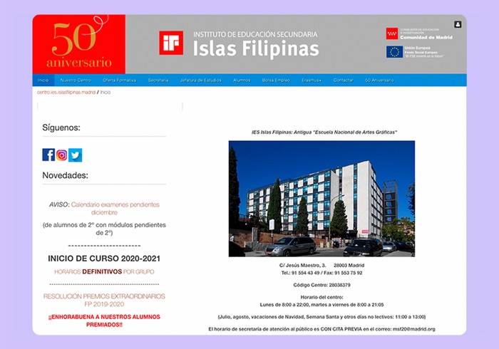 IES Islas Filipinas · La web anterior